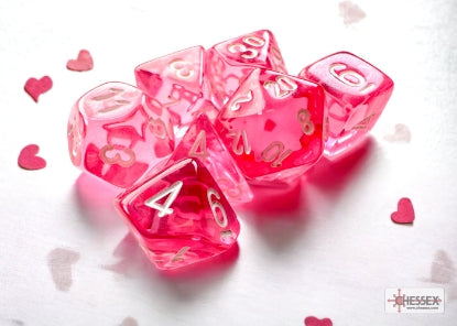 Chessex - Chessex Translucent Mini 7 Die Set Pink/White