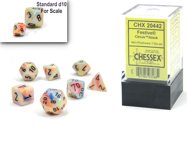 Chessex - Chessex Festive Mini Polyhedral 7 Die Set Circus/Black