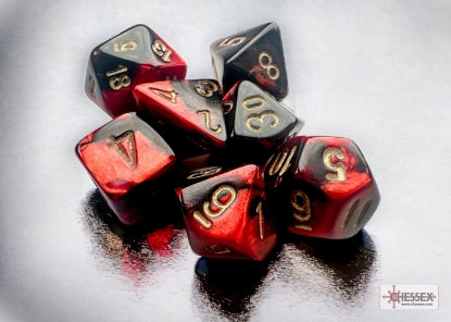 Chessex - Chessex Gemini Mini 7 Die Set Black Red/Gold