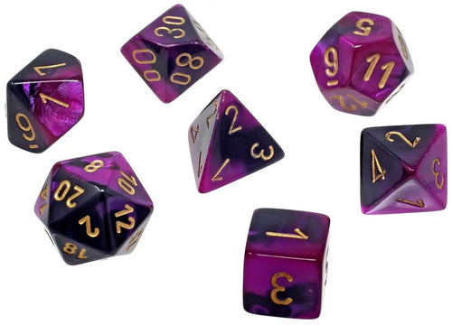 Chessex - Gemini Mini 7 Die Set Black Purple Gold