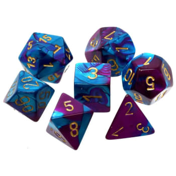 Chessex - Gemini Mini 7 Die Set Purple Teal Gold