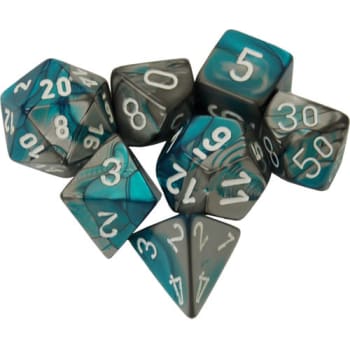 Chessex - Gemini Mini 7 Die Set Steel Teal White