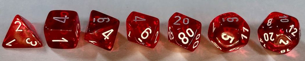Chessex - Translucent Polyhedral Red/White 7-Die Set