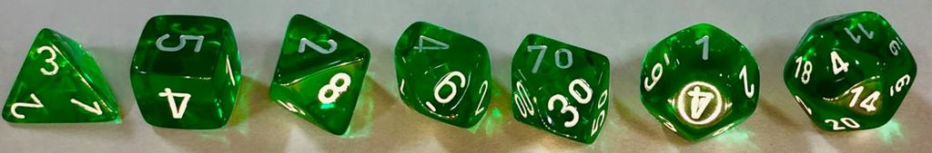 Chessex - Translucent Polyhedral Green/White 7-Die Set