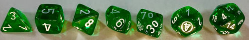 Chessex - Translucent Polyhedral Green/White 7-Die Set