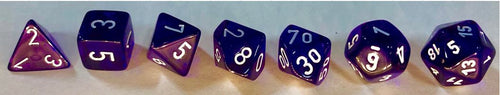 Chessex - Translucent Polyhedral Purple/White 7-Die Set