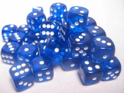 Chessex - Chessex: Translucent Blue/White D6 Dice Block