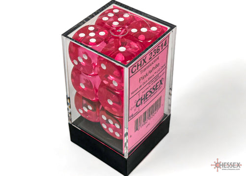 Chessex - Translucent Pink/White 16Mm D6 Cube