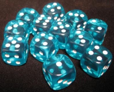 Chessex - Chessex: Translucent 16Mm D6 Teal/White Dice
