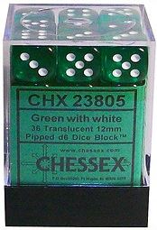 Chessex - Chessex: Translucent Green/White D6 Dice Block