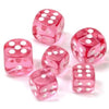 Chessex Mfg Co Llc -  12Mm 36Ct D6 Block: Lab Dice (Series 7): Translucent Pink With White