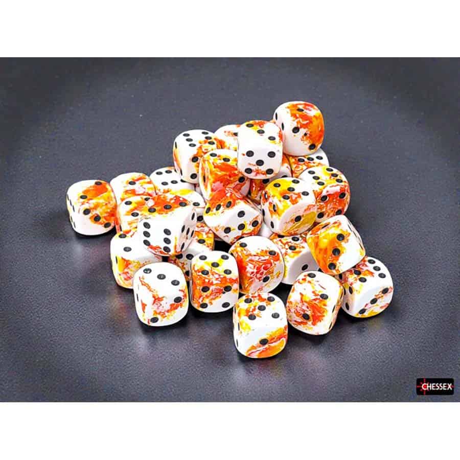 Chessex Mfg Co Llc -  Brushed Dice: 12Mm D6 Sunrise With Black Dice Block (36 Dice)