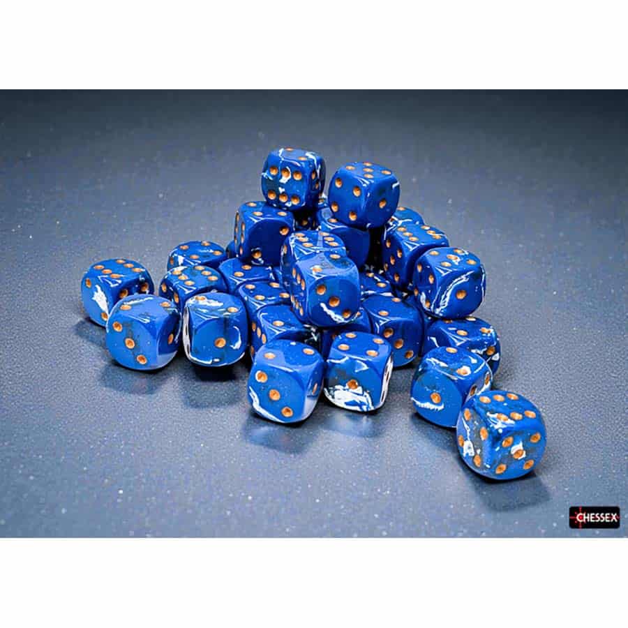 Chessex Mfg Co Llc -  Brushed Dice: 12Mm D6 Wavebreak With Gold Dice Block (36 Dice) Pre-Order