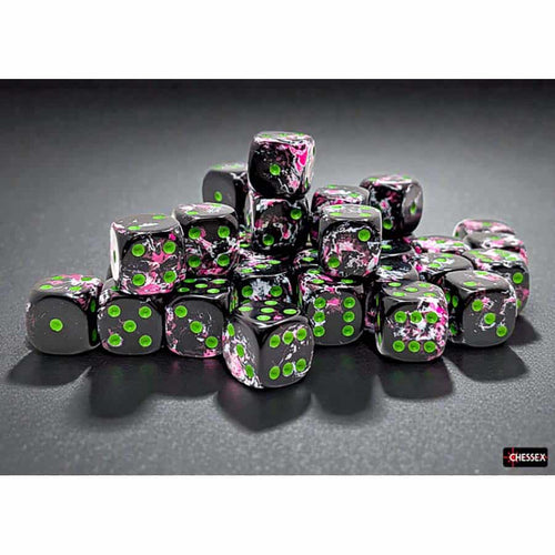 Chessex Mfg Co Llc -  Brushed Dice: 12Mm D6 Paintball With Green Dice Block (36 Dice)