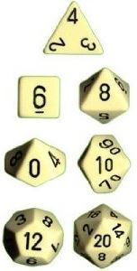 Chessex - Chessex: Opaque Ivory/Black 7-Die Set