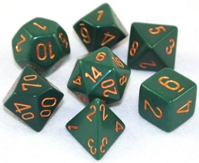 Chessex - Chessex: Opaque Dusty Green/Copper 7-Die Set
