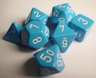 Chessex - Chessex: Opaque Light Blue/White 7-Die Set
