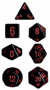 Chessex - Chessex: Opaque Black/Red 7-Die Set