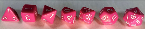Chessex - Opaque Polyhedral Pink/White 7-Die Set