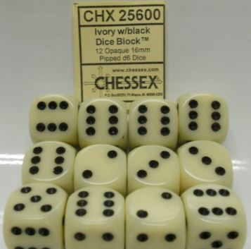 Chessex - Chessex: Opaque 16Mm D6 Ivory/Black