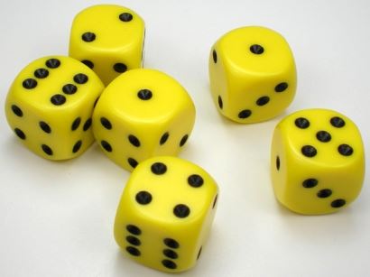 Chessex - Chessex: Opaque 16Mm D6 Yellow/Black
