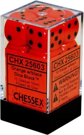 Chessex - Chessex: Opaque D6 Orange/Black 12Mm Dice Block