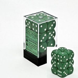 Chessex - Chessex: Opaque D6 Green/White Dice Block