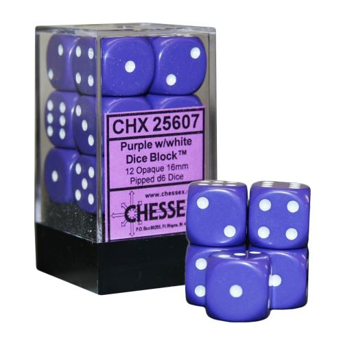 Chessex - Chessex: Opaque 12Mm D6 Purple/White Dice Block