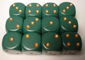 Chessex - Chessex: Opaque 16Mm D6 Dusty Green/Copper
