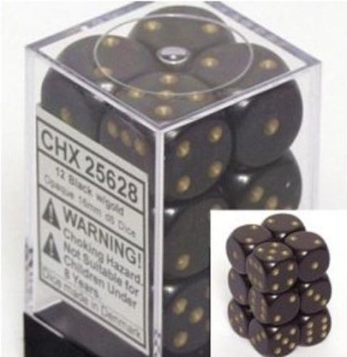 Chessex - Chessex: Opaque 16Mm D6 Black/Gold Dice Block