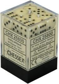 Chessex - Chessex: Opaque Ivory/Black 12Mm D6 Dice