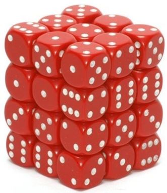 Chessex - Chessex: Opaque Red/White D6 Dice Block