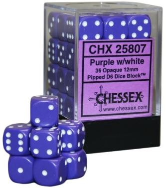 Chessex - Chessex: Opaque Purple/White 12Mm D6 Dice