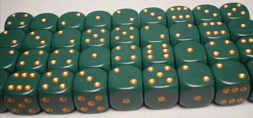 Chessex - Chessex: Opaque Dusty Green/Copper 12Mm D6 Dice