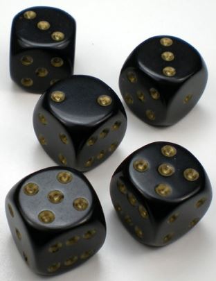 Chessex - Chessex: Opaque Black/Gold 12Mm D6
