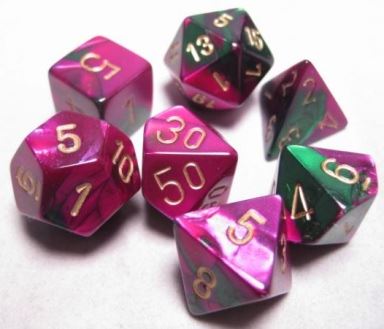 Chessex - Chessex: Gemini Green-Purple/Gold 7-Die Set