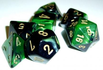 Chessex - Chessex: Gemini Black-Green/Gold 7-Die Set