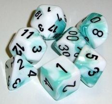 Chessex - Chessex: Gemini Teal-White/Black 7-Die Set