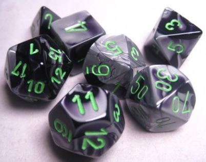 Chessex - Chessex: Gemini Black-Grey/Green 7-Die Set