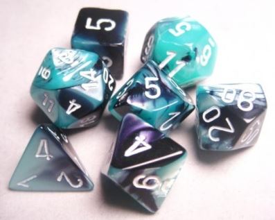 Chessex - Chessex: Gemini Black-Shell/White 7-Die Set