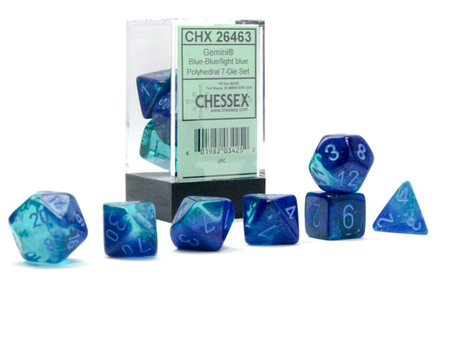 Chessex - Chessex Gemini Blue-Blue/Light Blue 7 Die Set