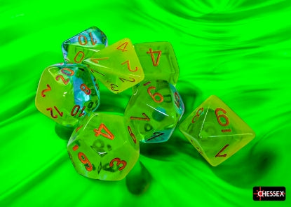 Chessex - Chessex Gemini Plasma Green-Teal/Orange 7-Die Set