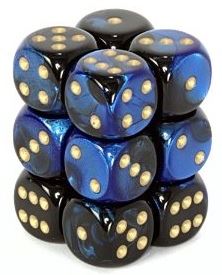 Chessex - Chessex: Gemini Black-Blue/Gold 16Mm D6 Dice Block