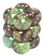 Chessex - Chessex: Gemini Black-Green/Gold 16Mm D6 Dice Block