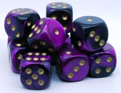 Chessex - Chessex: Gemini Black-Purple/Gold 16Mm D6 Dice Block