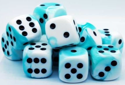 Chessex - Chessex: Gemini Teal-White/Black 16Mm D6 Dice Block
