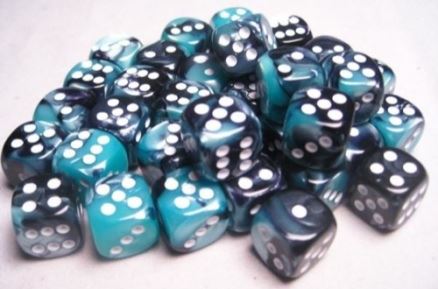 Chessex - Chessex: Gemini Black-Shell/White 16Mm D6 Dice Block