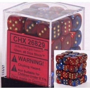 Chessex - Chessex: Gemini Blue-Red/Gold 12Mm D6 Dice Block