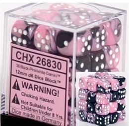 Chessex - Chessex: Gemini Black-Pink/White 12Mm D6 Dice Block