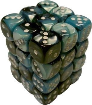 Chessex - Chessex: Gemini Black-Shell/White 12Mm D6 Dice Block